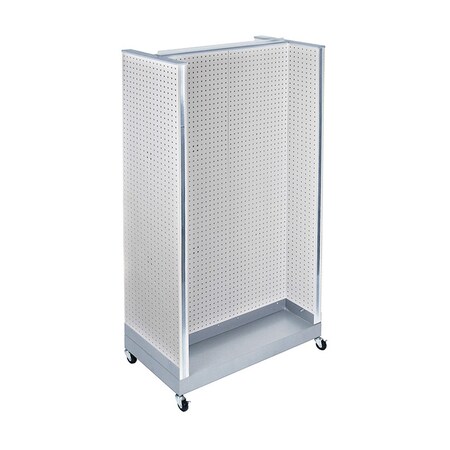 Azar Displays H-Unit Pegboard Floor Display on Wheeled Base 700432-WHT